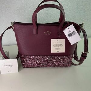 NWT Kate Spade Ina Glitter Crossbody Bag Cherryw Small Satchel